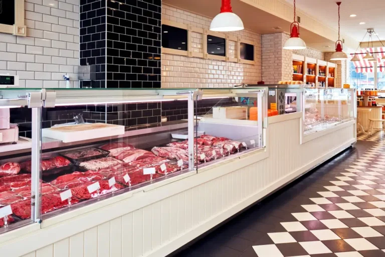 Display counter inside a butcher shop